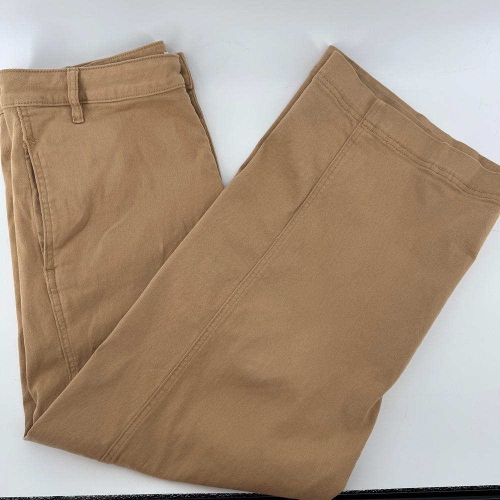 Vigoss Mom High Waist Wide Leg Chino‎ Pants Women 32 Camel Brown Dark Academia